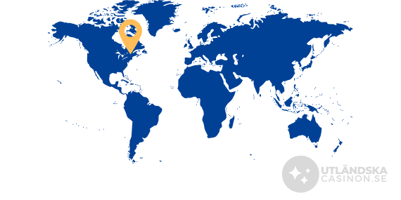Världskarta med indianreservatet Kahnawake i kanadensiska provinsen Québec utmarkerat