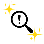 Förstoringsglas med utropstecken för att illustrera problem med Flashback som informationskälla