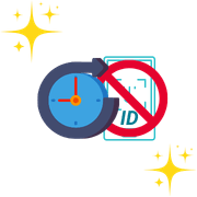 En klocka och ett överstruket BankID för att illustrera fframtiden för casinon utan BankID