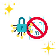 Hänglås och ett överstruket BankID för att illustrera säkerheten på casinon utan BankID